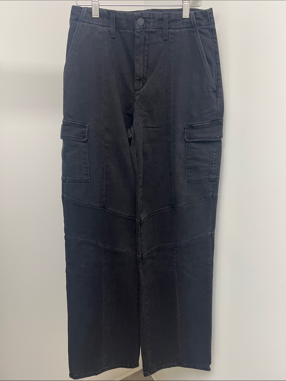 L'AGENCE Black Wide-Leg Cargo Jeans